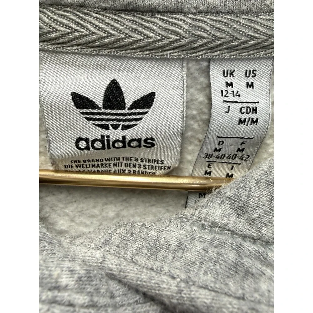 Adidas Originals Youth Trefoil Hoodie Gray Fleece Sweatshirt Size M 12-14